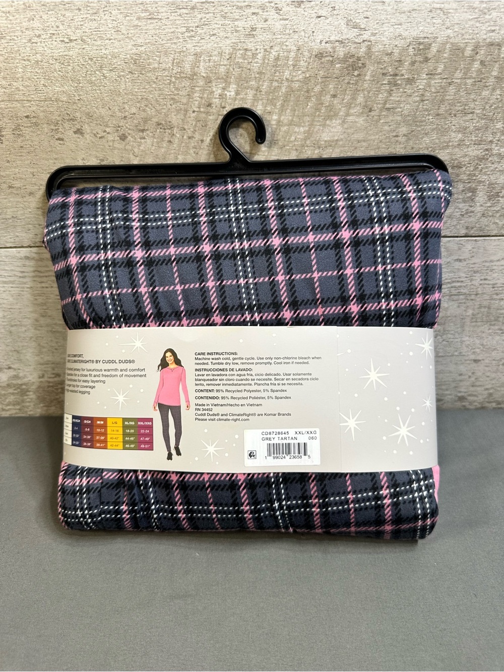 NWT ClimateRight by Cuddl Duds 2-Pc Base Layer Set Pink Plaid XXL - Picture 2 of 3